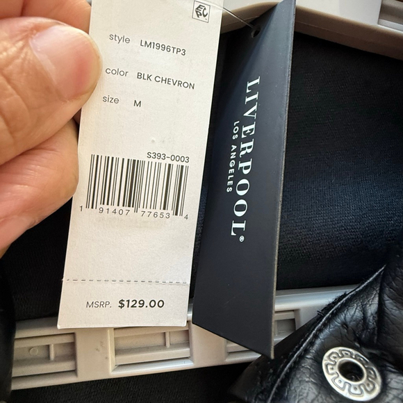 Liverpool Black Chevron Quilted Faux Leather Jacket M - Picture 10 of 13